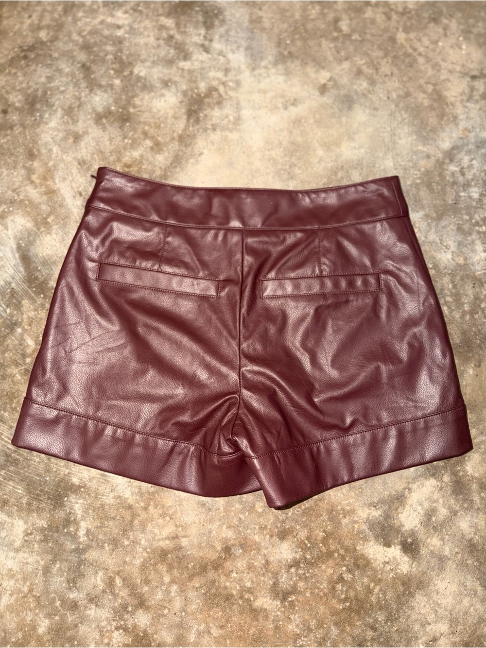 Marie Oliver Faux Leather Shorts Brown Burgundy High Rise 0 Game Day Fall Photos - Picture 2 of 10